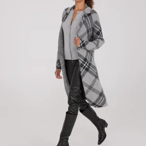Plaid Notch Collar One-Button Duster