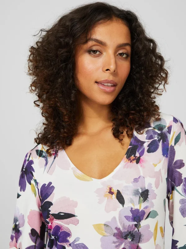 Floral Long Balloon Sleeve Top - Image 2