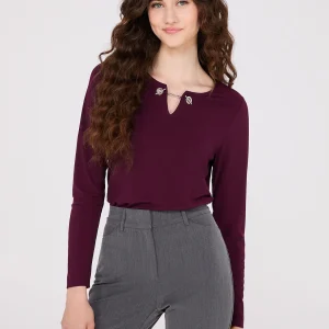 Chain Keyhole Long Sleeve Top