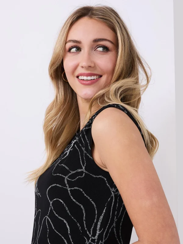 Sleeveless Floral Print Mesh Top - Image 3