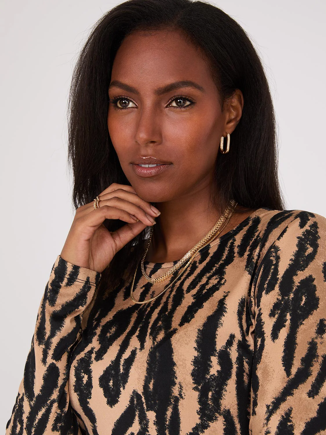 Printed Long Sleeve Jersey Top - Image 3