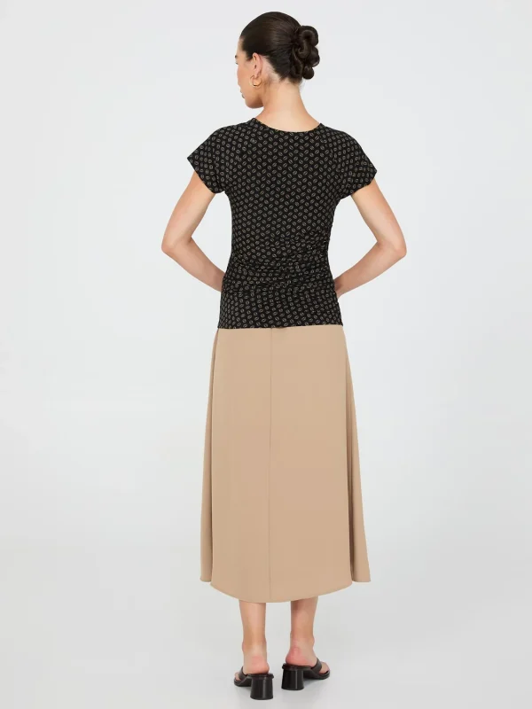 Geo Print Short Raglan Sleeve Top With Side Pleats - Image 5