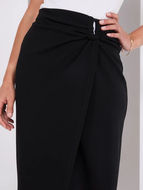 Straight Maxi Skirt With Faux Wrap Front - Image 2