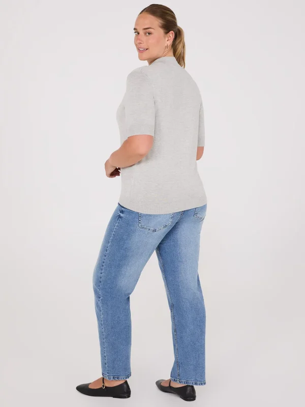 Mock Neck Elbow Sleeve Top - Image 4