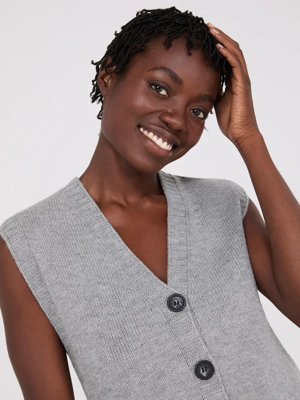 Sleeveless Button-Front Sweater Vest - Image 3