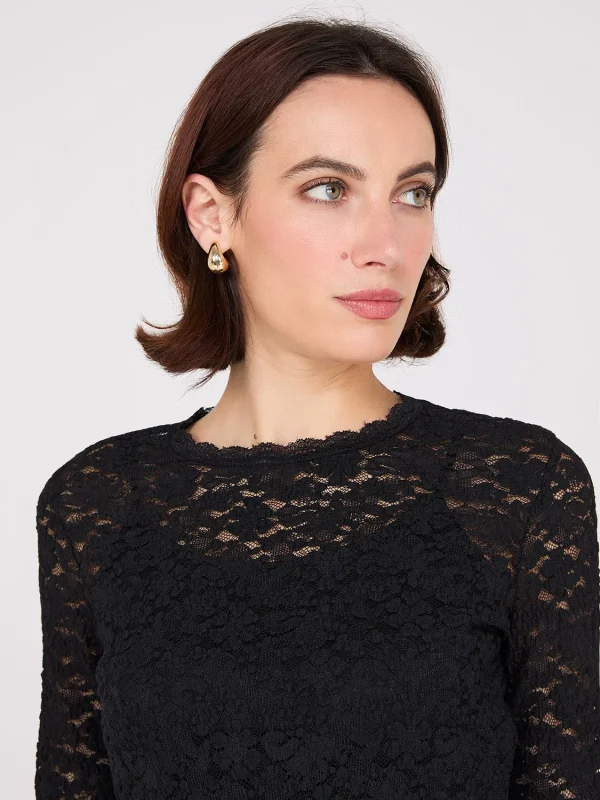 Bubble Lace Long Sleeve Top With Cami - Image 8