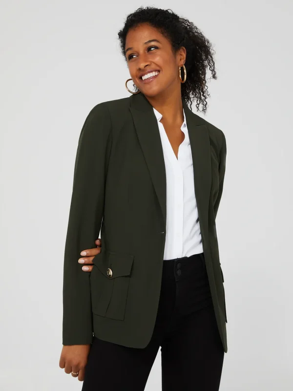 One-Button Blazer With Cargo Pockets - Image 7