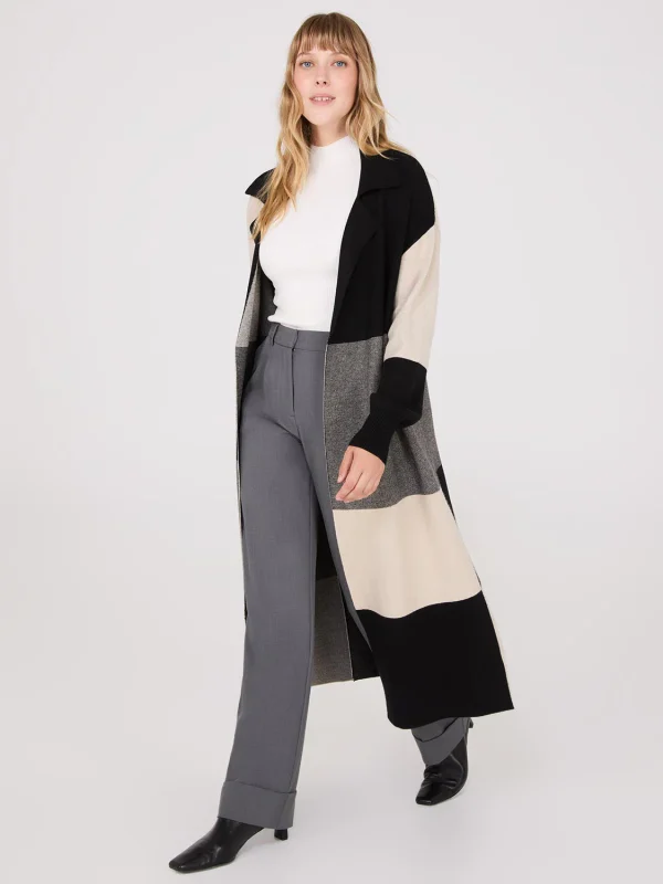 Collared Colour Block Long Duster - Image 2
