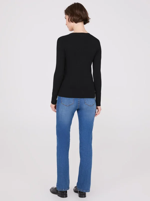 V-Neck Long Sleeve Sweater With Ribbed Details - Image 5