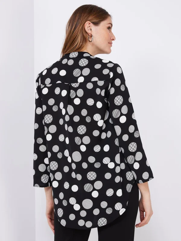 Dot Print Split Neck Blouse - Image 5