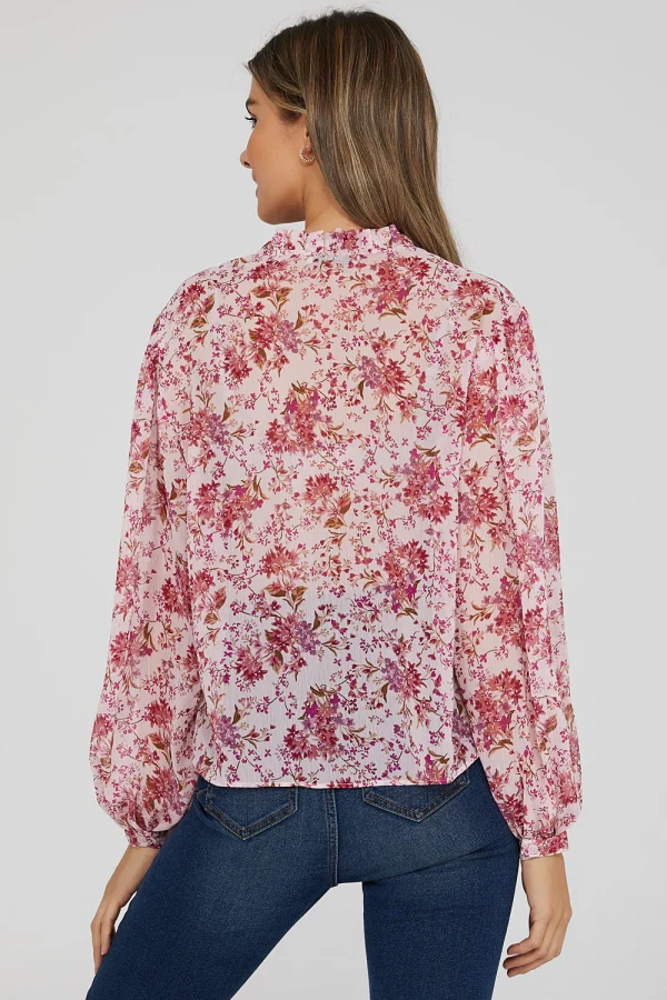 Printed Ruffled Long Sleeve Blouse - Image 5