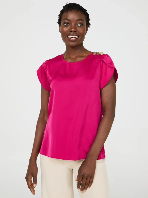 Satin Tulip Sleeve Blouse - Image 2