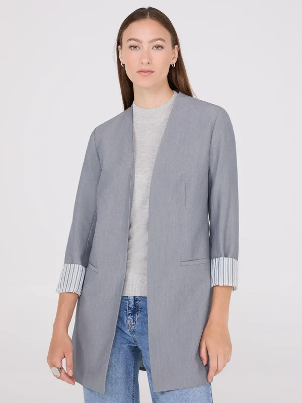 Collarless Open Blazer - Image 2