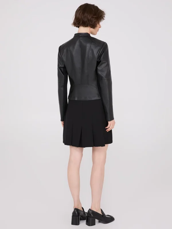 Collarless Faux Leather Jacket - Image 5
