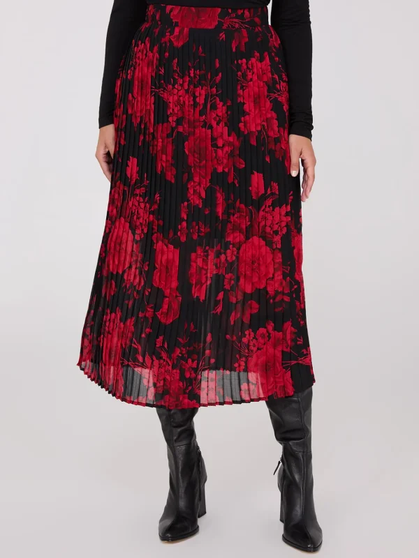 Printed Pleated Chiffon Midi Skirt - Image 2