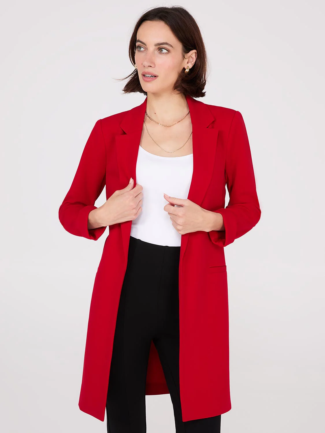 Cuffed 3/4 Sleeve Long Blazer - Image 6