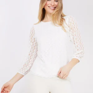 3/4 Puff Sleeve Lace Top