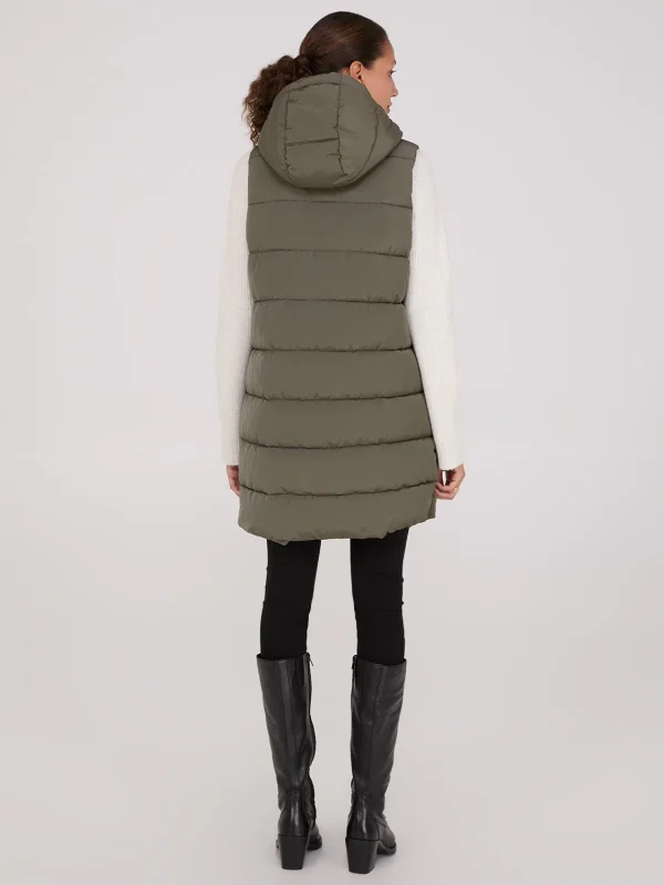 Long Hooded Puffer Vest - Image 9