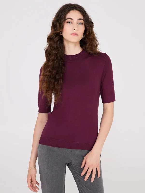 Mock Neck Elbow Sleeve Top - Image 8