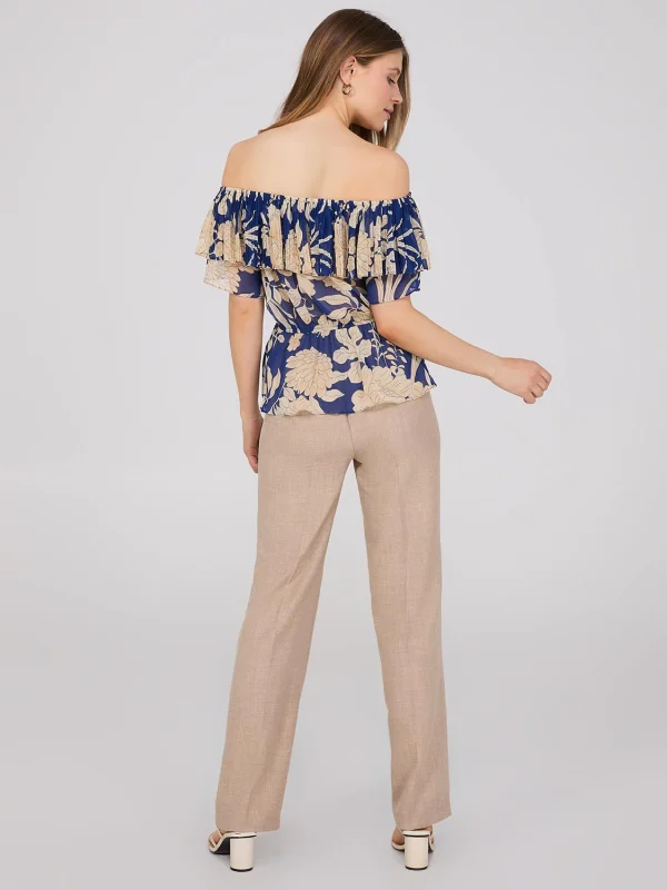Floral Print Off-The-Shoulder Peplum Top - Image 4