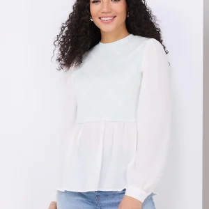 2-Fer Plaid Top With Peplum Bottom