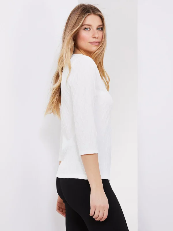 3/4 Sleeve Jacquard Print Top - Image 10