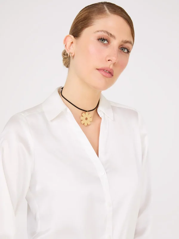 Satin Button-Front Blouse - Image 3