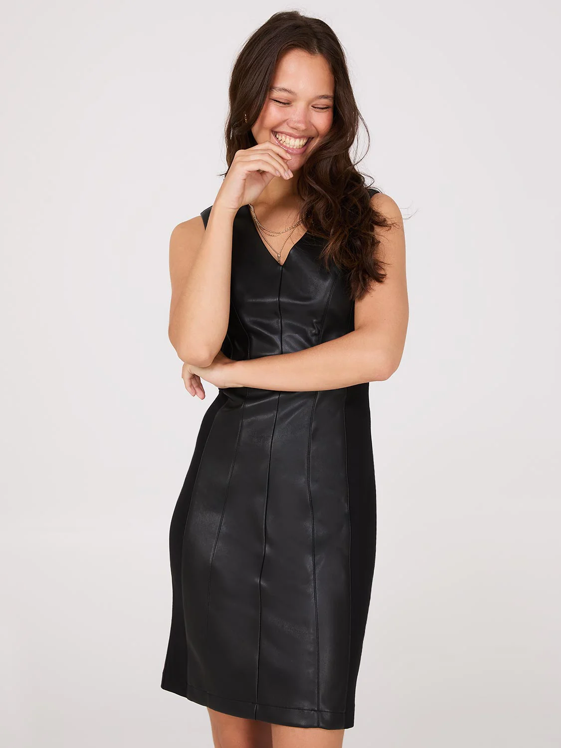 Sleeveless Faux Leather Sheath Dress - Image 5