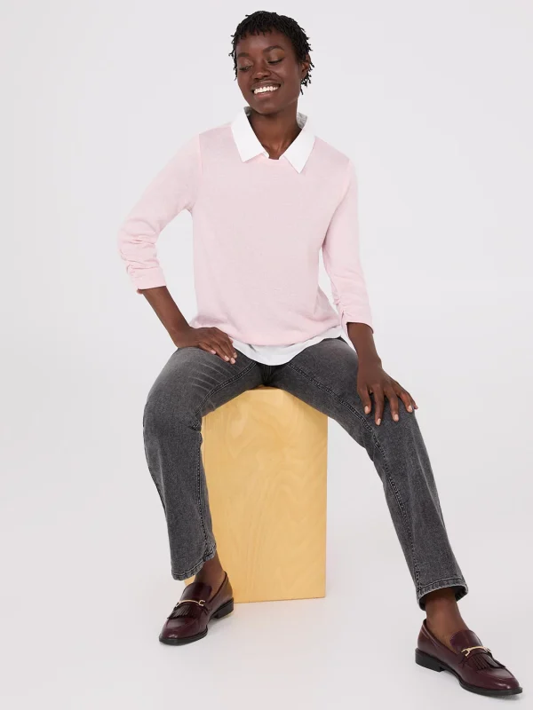 Ruched Sleeve 2-Fer Top - Image 2