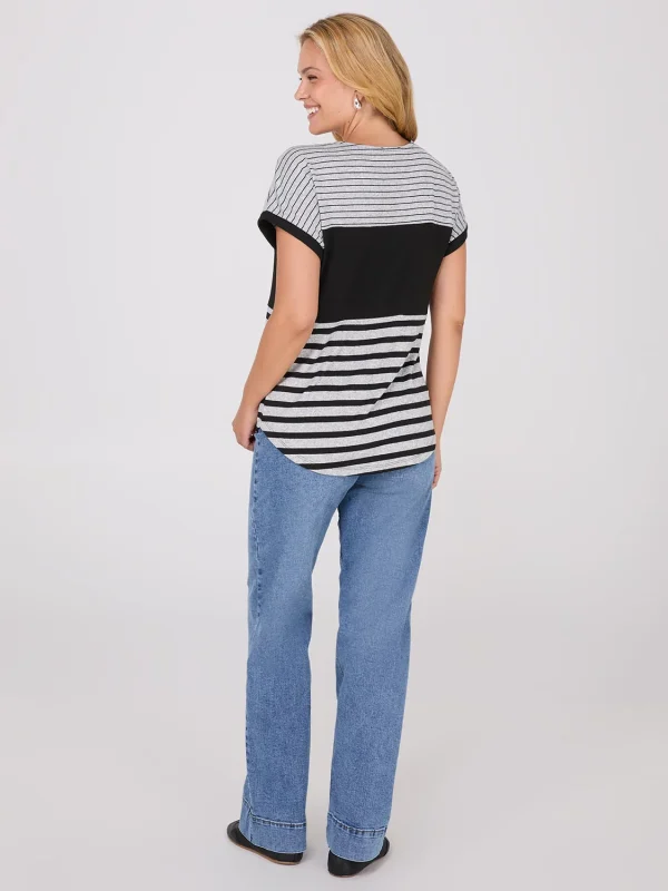 Colour Block Striped Dolman Sleeve Top - Image 4
