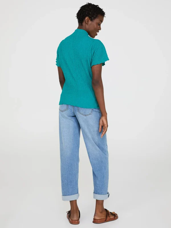 Short Dolman Sleeve Textured Mock Neck Top - Image 13