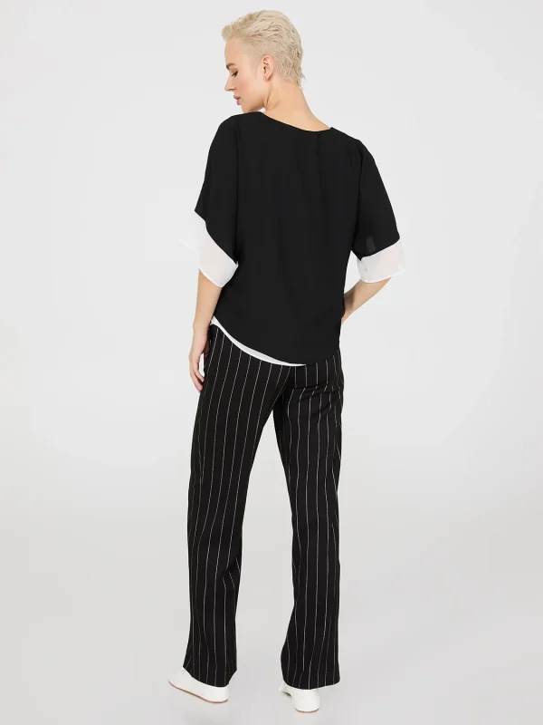 Colour Block V-Neck Dolman Sleeve Top - Image 4