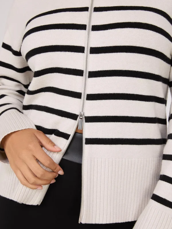 Striped Zip-Front Sweater - Image 3