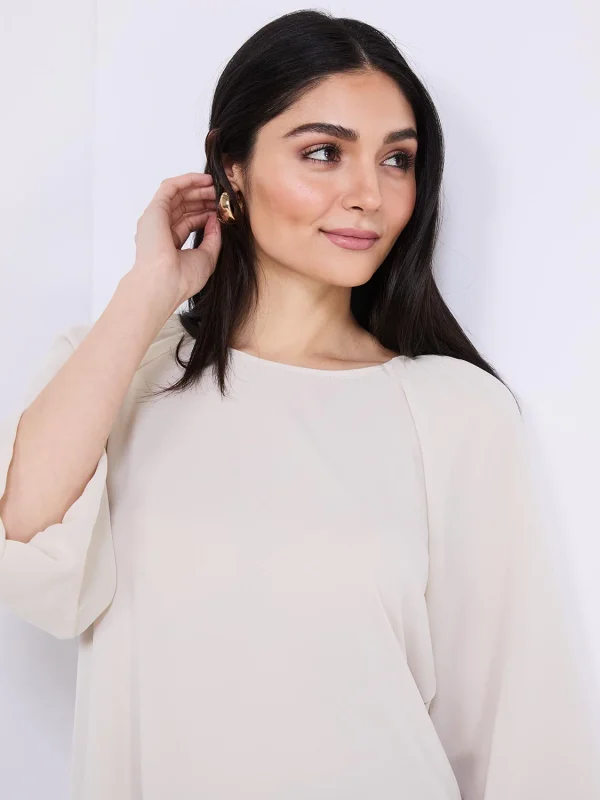 3/4 Chiffon Sleeve Round Neck Top - Image 2