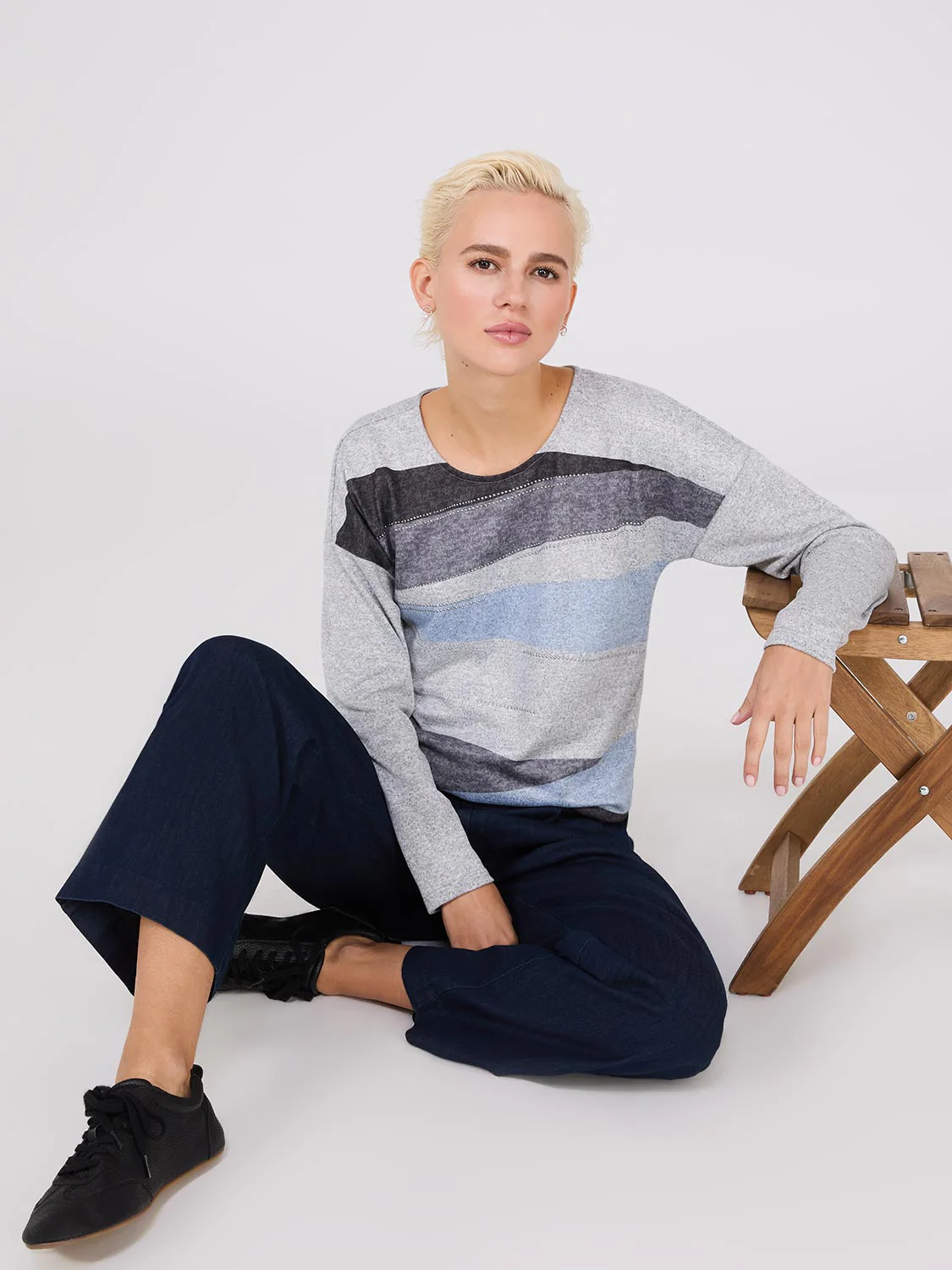 Abstract Colour Block Top With Stud Details - Image 2