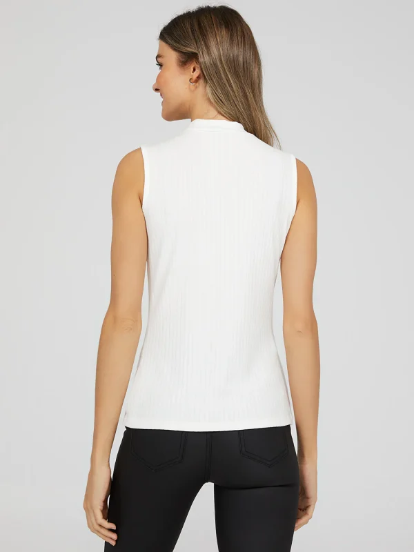 Sleeveless Ribbed Mock Neck Top - Image 9