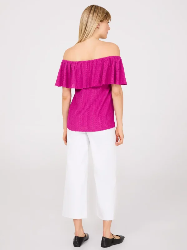 Eyelet Textured Off-The-Shoulder Top - Image 5