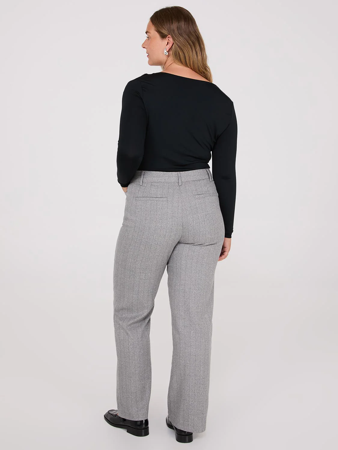 Pinstripe Straight Leg Long Length Pants - Image 5