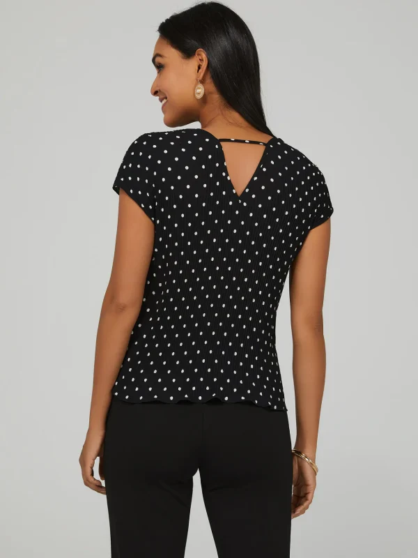 Polka Dot Bar-Back V-Neck Top - Image 2