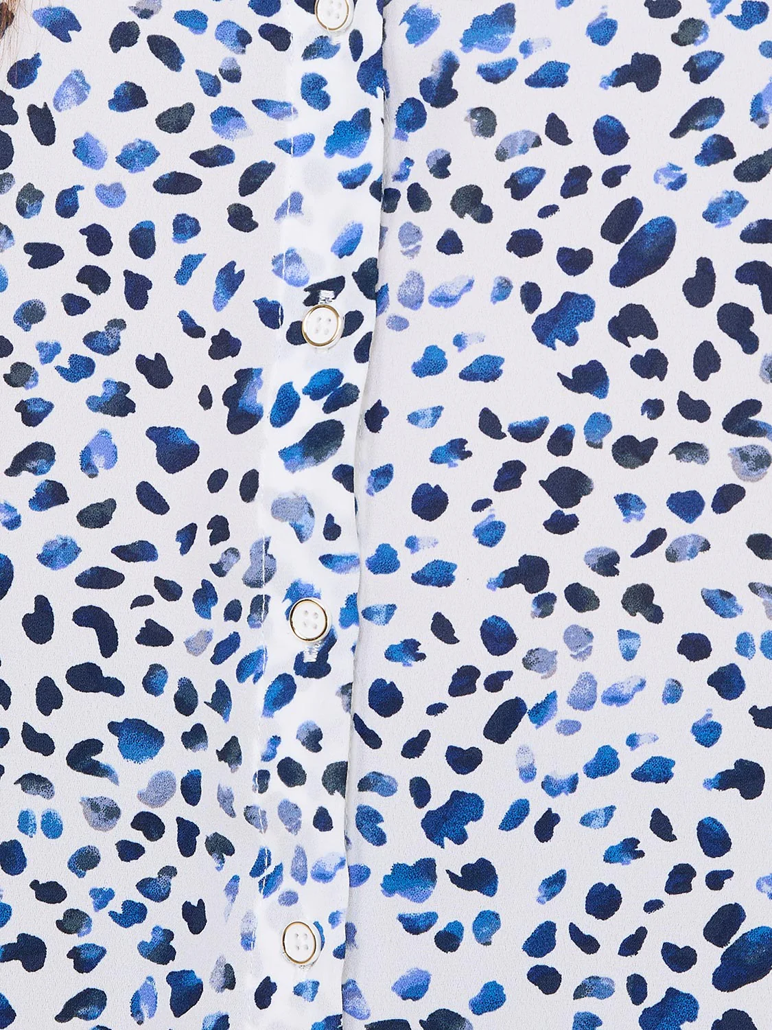 Abstract Print Button-Front Blouse With Smocked Details - Image 6