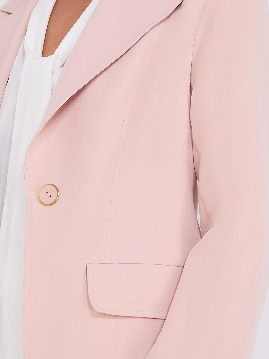 One-Button Blazer With Flap Pockets - Image 8