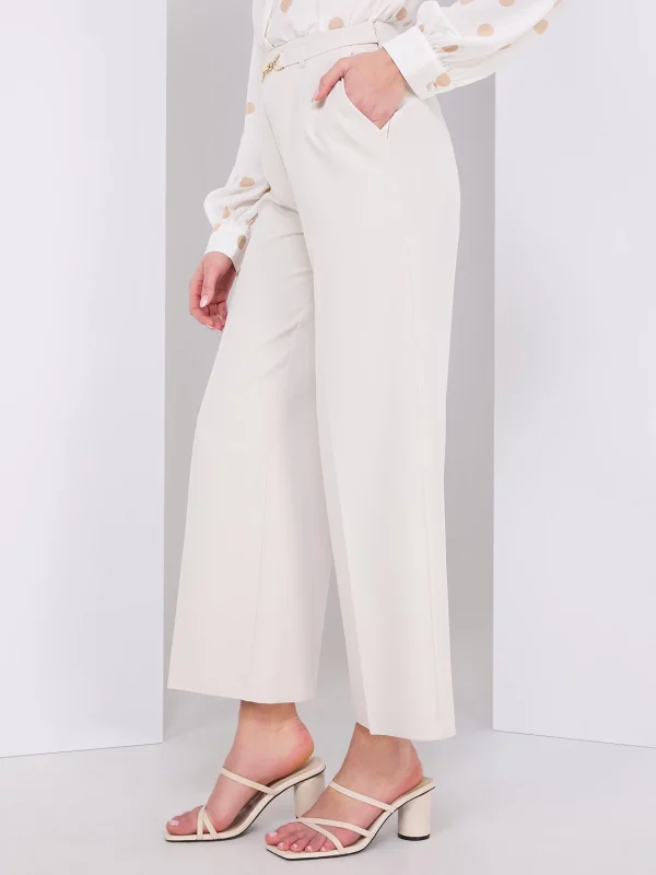 Cropped Wide-Leg Pants With Gold Hardware - Image 8