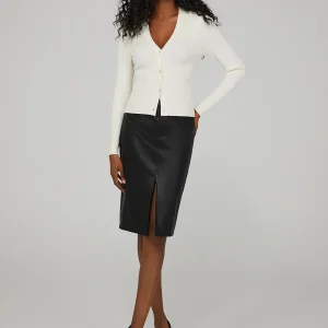 Faux-Leather Pencil Skirt