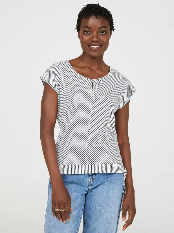 Striped Front Keyhole Top - Image 2