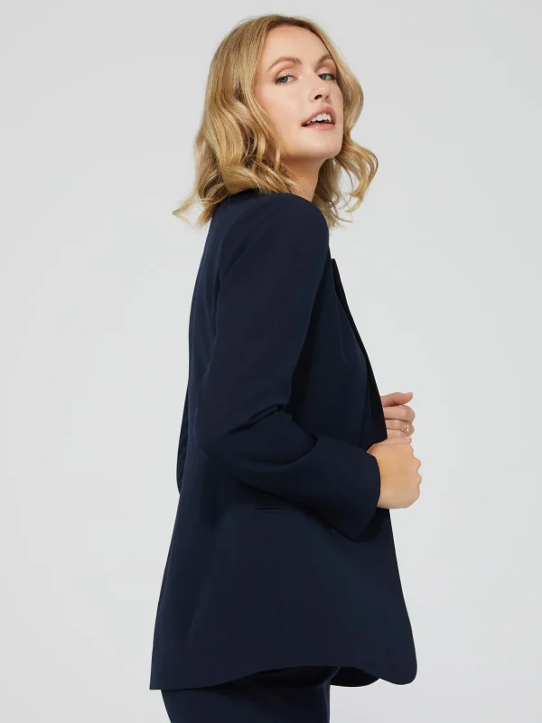 One-Button Long Sleeve Blazer With Pockets - Image 10
