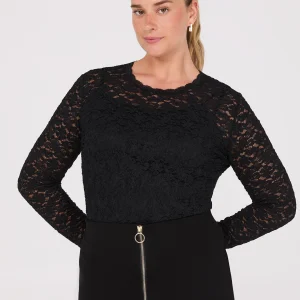 Bubble Lace Long Sleeve Top With Cami