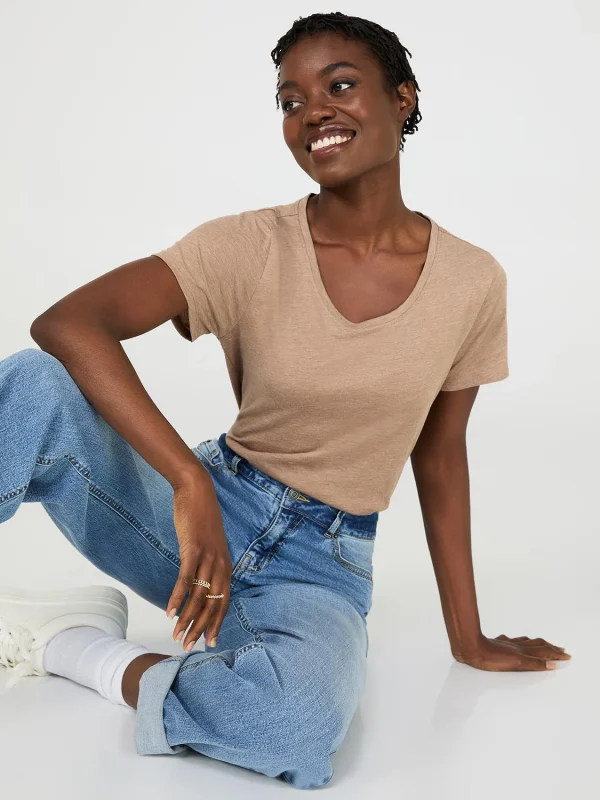Scoop Neck Melange T-Shirt - Image 5