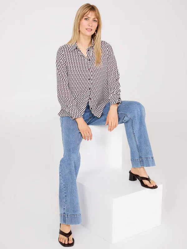 Printed Chiffon Button-Front Blouse - Image 2