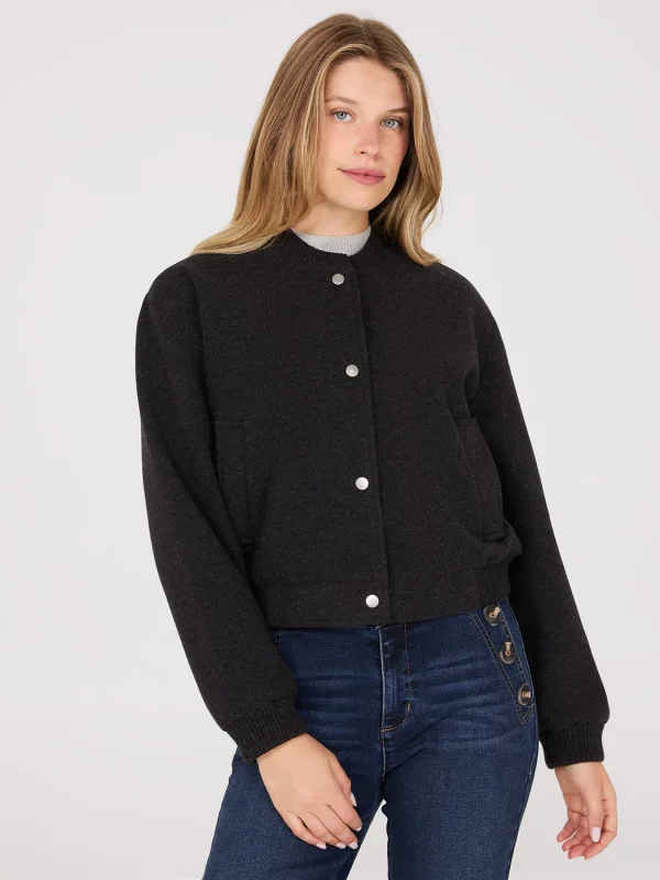 Button-Front Bomber Jacket - Image 2