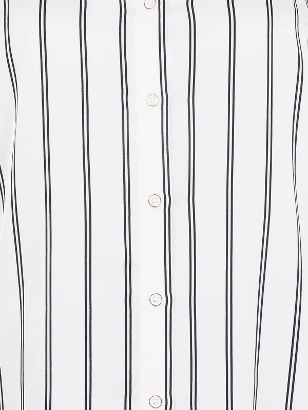 Double Pinstripe Satin Button-Front Blouse - Image 6